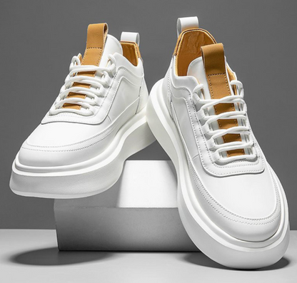 Sneakers – Weiß – Schnürschuhe – Wanderschuhe – Herrenschuhe-Weiß/Braun-38-Chaps Herrenmode