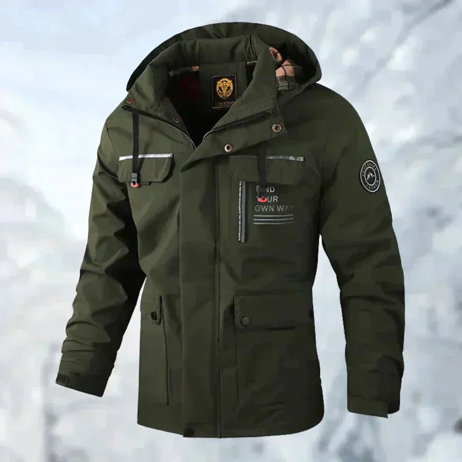 Snow Jacket – Wasserdichte Winter-Skijacke mit Kapuze für Männer-Dunkelgrün-M-Chaps Herrenmode