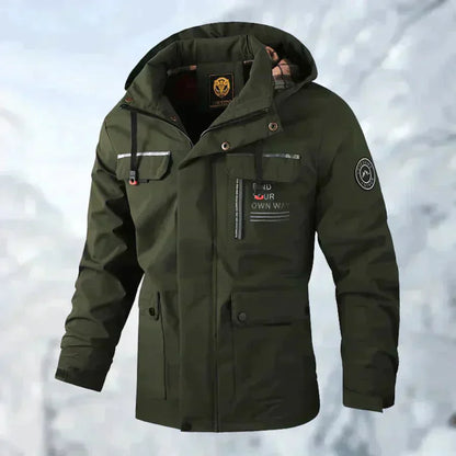 Snow Jacket – Wasserdichte Winter-Skijacke mit Kapuze für Männer-Dunkelgrün-M-Chaps Herrenmode