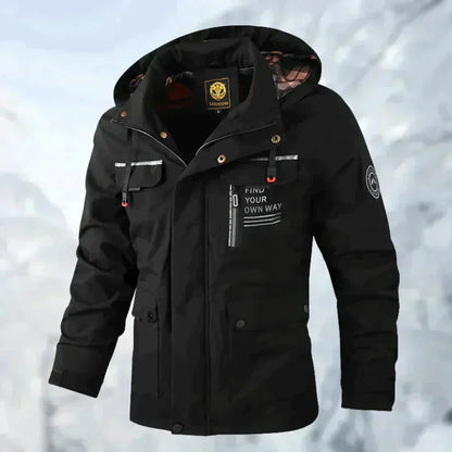 Snow Jacket – Wasserdichte Winter-Skijacke mit Kapuze für Männer-Schwarz-M-Chaps Herrenmode