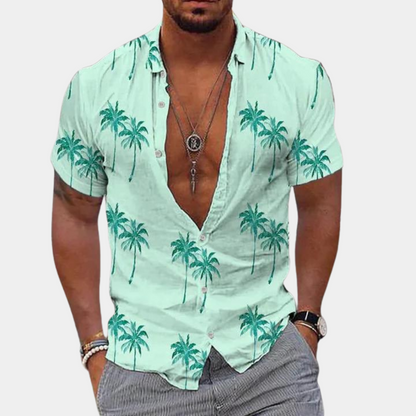 Sommerhemd | geknöpft | kurze Ärmel | Hawaiihemd | Herrenhemden-Grün-S-Chaps Herrenmode