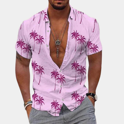 Sommerhemd | geknöpft | kurze Ärmel | Hawaiihemd | Herrenhemden-Rot-S-Chaps Herrenmode