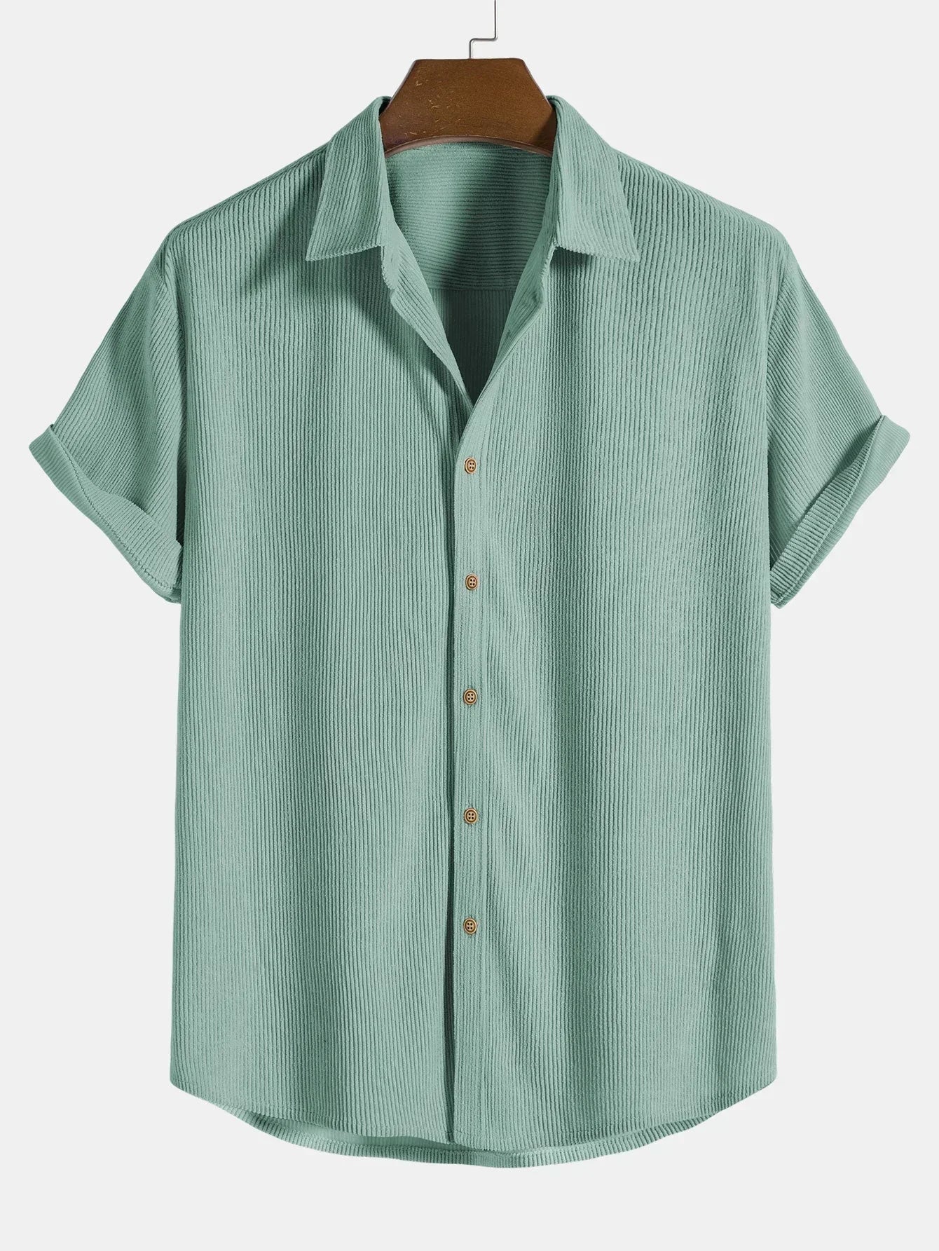 Sommerhemd – geknöpft – locker sitzend – kurzärmeliges Hemd – Herrenhemd-Türkis-S-Chaps Herrenmode