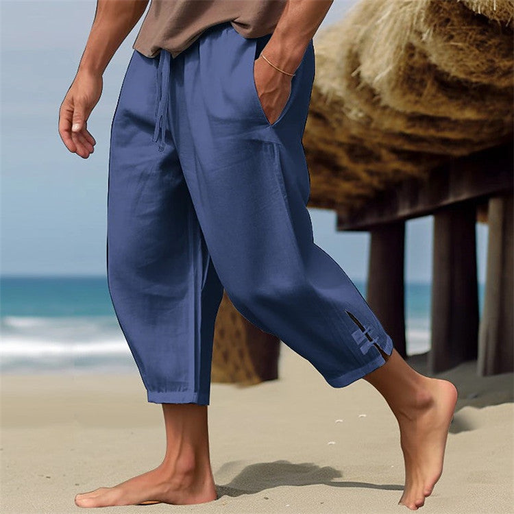 Sommerhose | Lockere Passform | Kordelzug | Haremshose | Herrenhose-Blau-S-Chaps Herrenmode