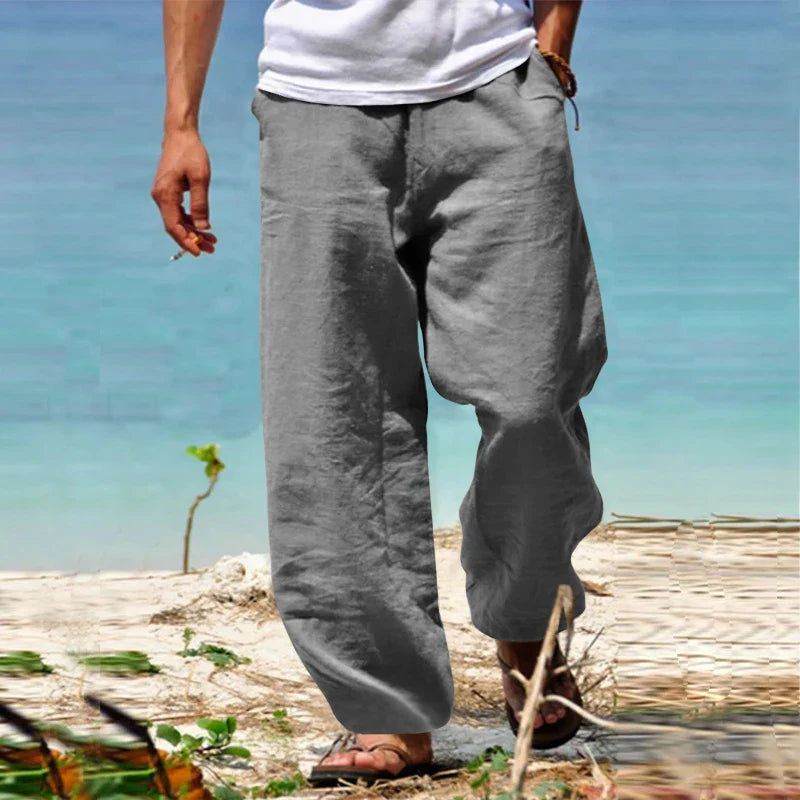 Sommerhosen - Leichte, locker sitzende Leinenhosen für Männer-Grau-S-Chaps Herrenmode