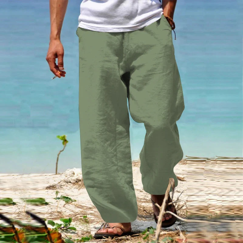 Sommerhosen - Leichte, locker sitzende Leinenhosen für Männer-Grün-S-Chaps Herrenmode