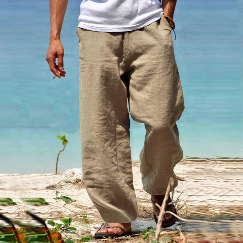 Sommerhosen - Leichte, locker sitzende Leinenhosen für Männer-Khaki-S-Chaps Herrenmode
