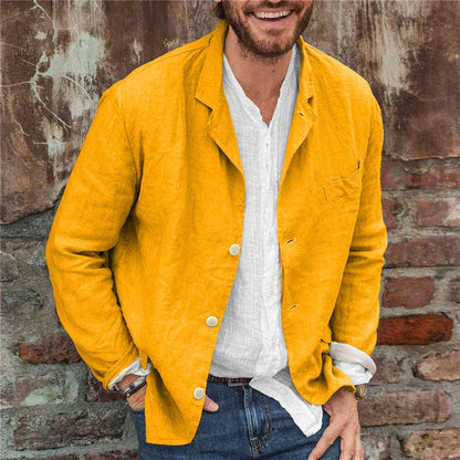 Sommerjacke – Leichte Leinenblazerjacke für Herren-Gelb-S-Chaps Herrenmode