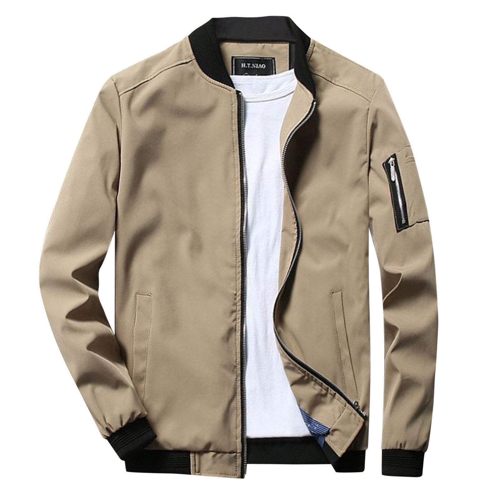 Sommerjacke - Leichtgewicht - Zip-Up - Bomberjacke - Herrenjacke-Khaki-M-Chaps Herrenmode