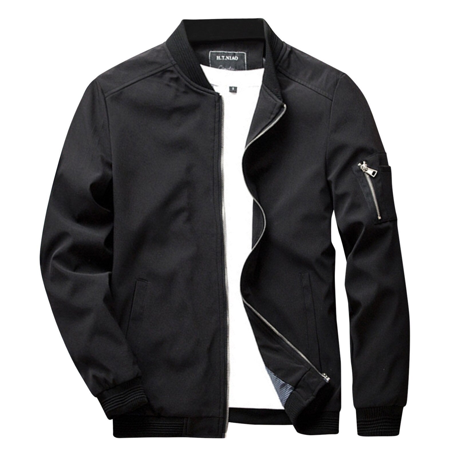 Sommerjacke - Leichtgewicht - Zip-Up - Bomberjacke - Herrenjacke-Schwarz-M-Chaps Herrenmode