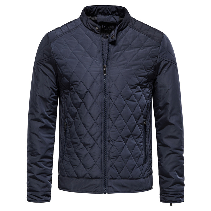 Steppjacke | Mit Reißverschluss | Kariert | Herbstjacke | Herrenjacke-Blau-M-Chaps Herrenmode