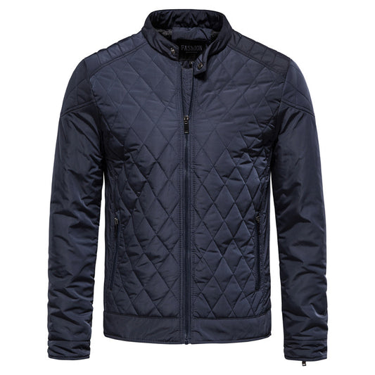 Steppjacke | Mit Reißverschluss | Kariert | Herbstjacke | Herrenjacke-Blau-M-Chaps Herrenmode