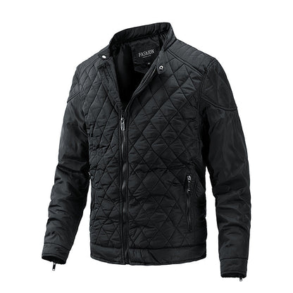 Steppjacke | Mit Reißverschluss | Kariert | Herbstjacke | Herrenjacke-Schwarz-M-Chaps Herrenmode