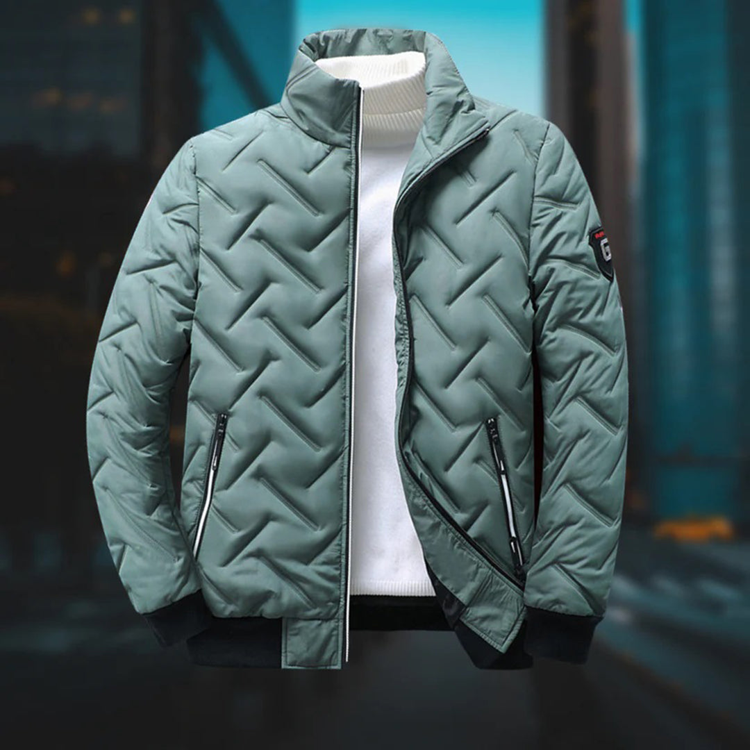 Steppjacke – Reißverschluss – Winddicht – Gesteppte Jacke – Winterjacke für Männer-Grün-L-Chaps Herrenmode