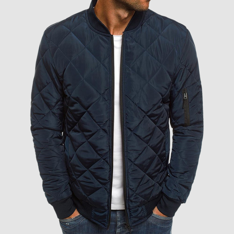 Steppjacke – lässige Winterjacke für Herren mit Reißverschluss und Taschen-Dunkelblau-S-Chaps Herrenmode