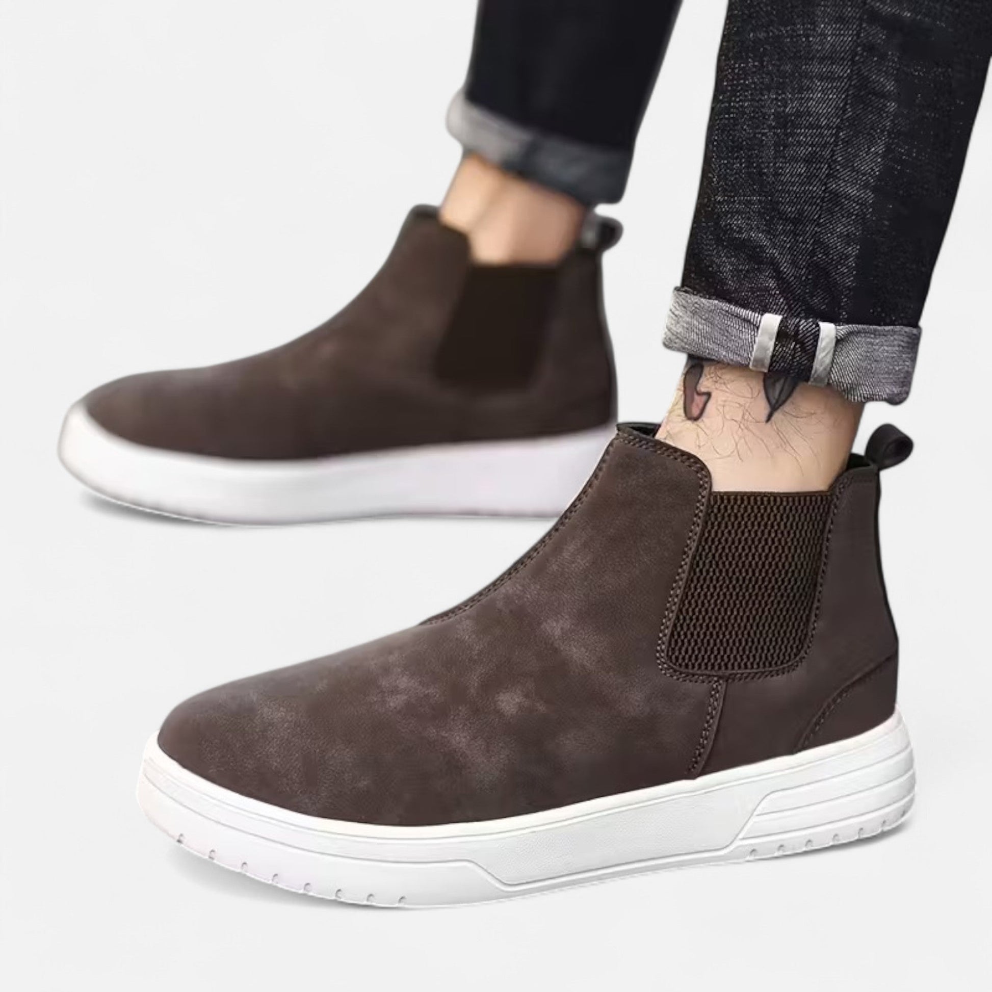 Stiefeletten | Casual | Gummisohle | Schlupfstiefel | Herrenstiefel-Braun-40-Chaps Herrenmode