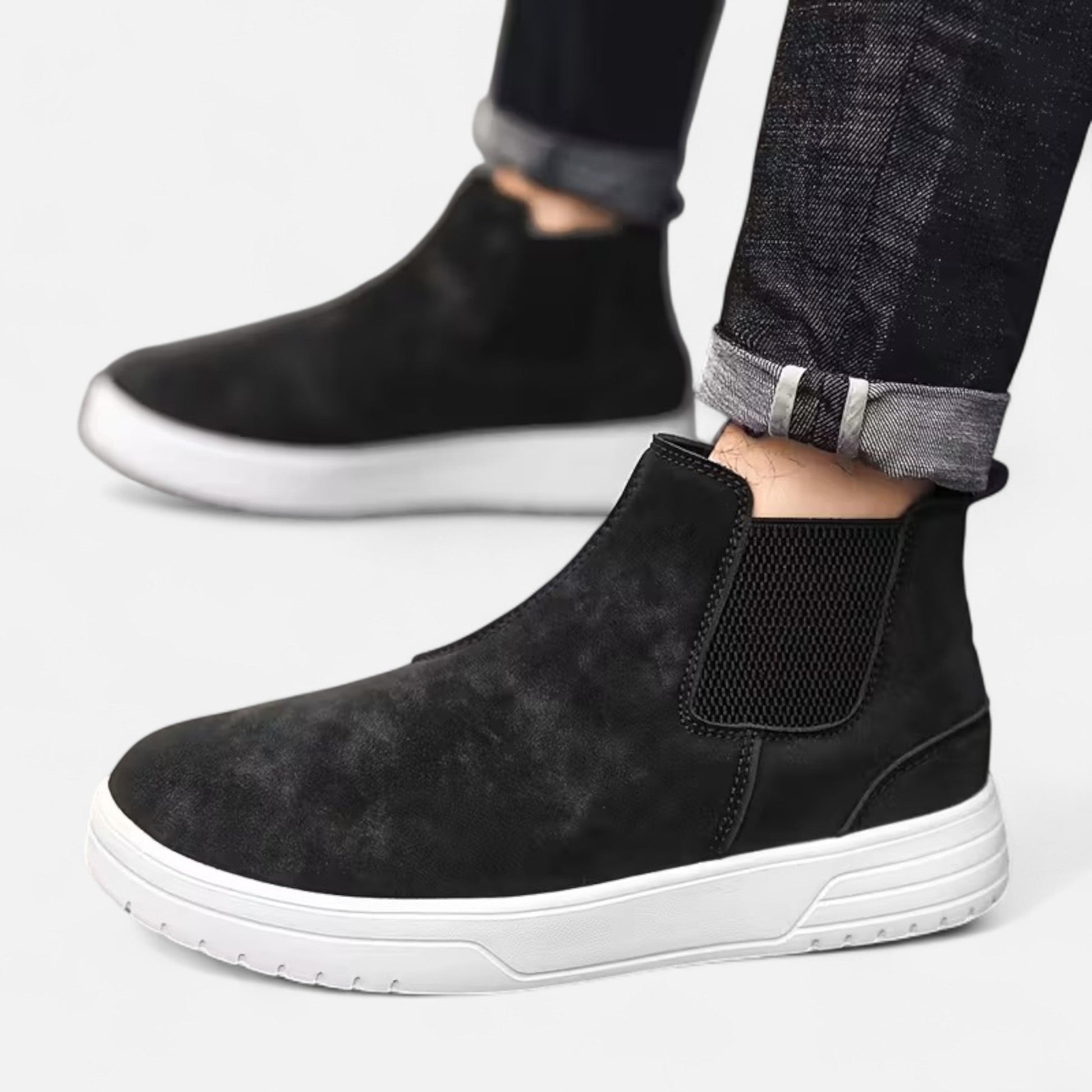 Stiefeletten | Casual | Gummisohle | Schlupfstiefel | Herrenstiefel-Schwarz-40-Chaps Herrenmode