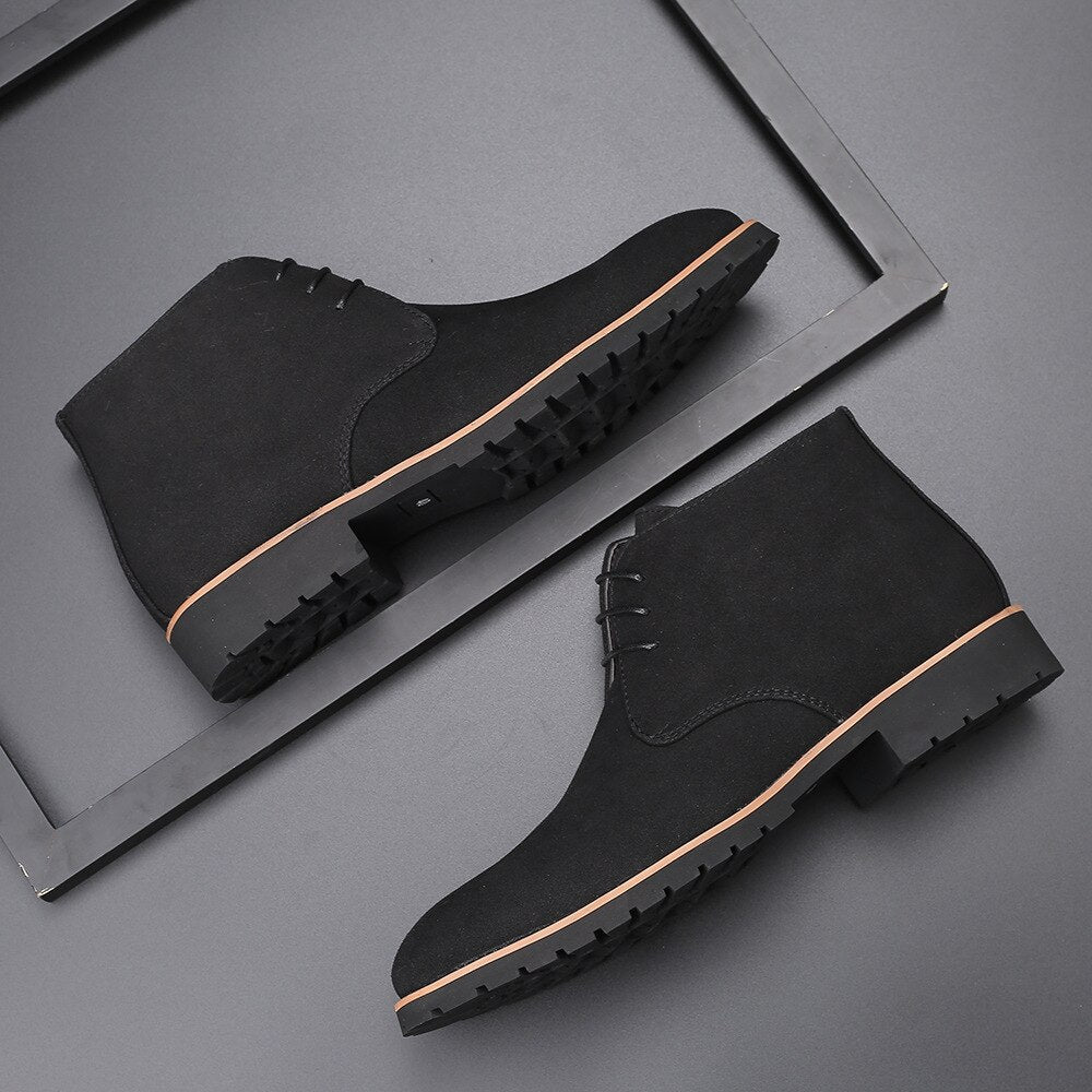 Stiefeletten – Schnürstiefel aus Wildleder für Herren-Schwarz-38-Chaps Herrenmode