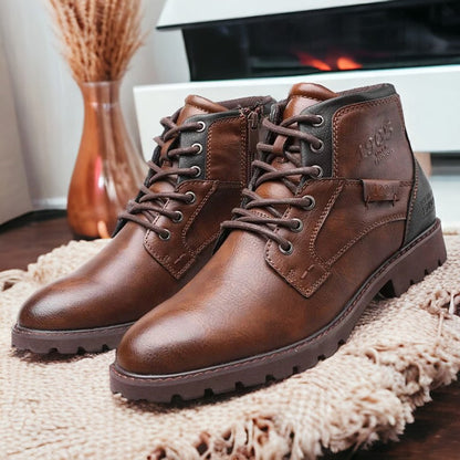 Stiefeletten – Schnürstiefel für Herren in Schwarz und Braun-Braun-39-Chaps Herrenmode