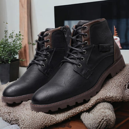 Stiefeletten – Schnürstiefel für Herren in Schwarz und Braun-Schwarz-39-Chaps Herrenmode