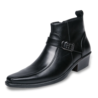 Stiefeletten | Spitz zulaufend | Smart casual | Lederstiefel | Herrenstiefel-Schwarz-UK 6 / EU 39-Chaps Herrenmode