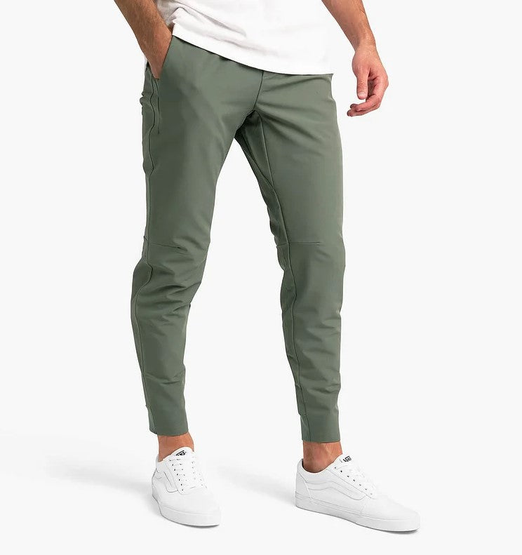 Stretch Broek - Heren Casual Elastische Taille Skinny Broek-Armeegrün-S-Chaps Herrenmode