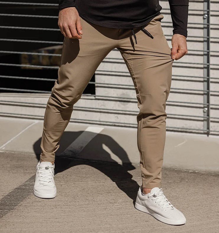 Stretch Broek - Heren Casual Elastische Taille Skinny Broek-Khaki-S-Chaps Herrenmode