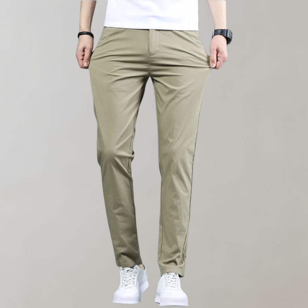 Stretchhose – Lässige Skinny-Chinohose mit geradem Bein für Männer-Khaki-28-Chaps Herrenmode