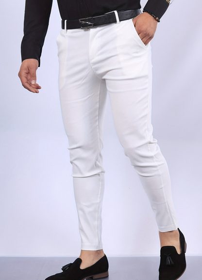 Stretchhosen - Herren Casual Slim Tactical Pants mit Taschen-Weiß-S-Chaps Herrenmode