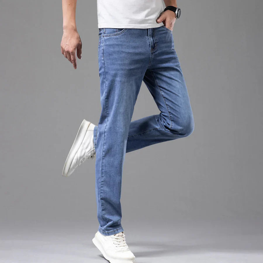 Stretchjeans | Bequem | Normale Passform | Gerade geschnittene Jeans | Herrenjeans-Hellblau-28-Chaps Herrenmode