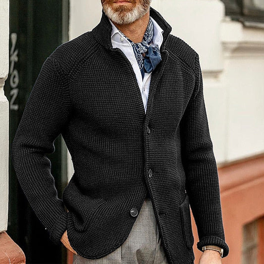 Strickjacke - Button-Up - Langarm - Herrenbekleidung - Strickjacke-Schwarz-S-Chaps Herrenmode