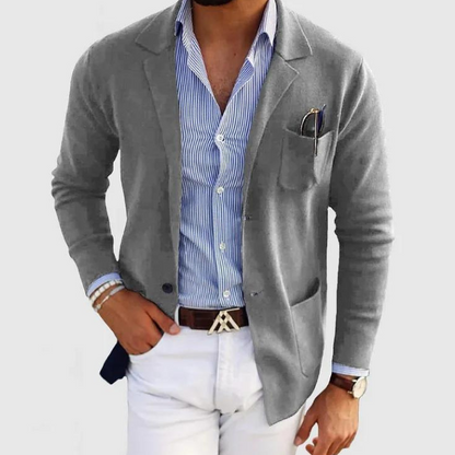 Strickjacke | Button-Up | Taschen | Strickjacke | Herrenbekleidung-Grau-XS-Chaps Herrenmode