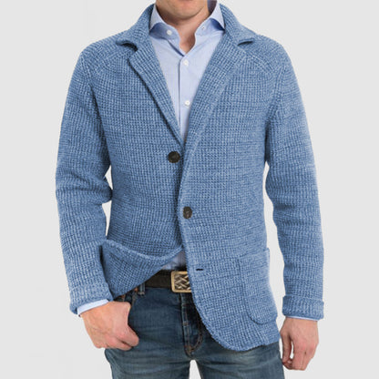 Strickjacke | Button-Up | V-Ausschnitt | Strickjacke | Herrenjacke-Kadettblau-S-Chaps Herrenmode