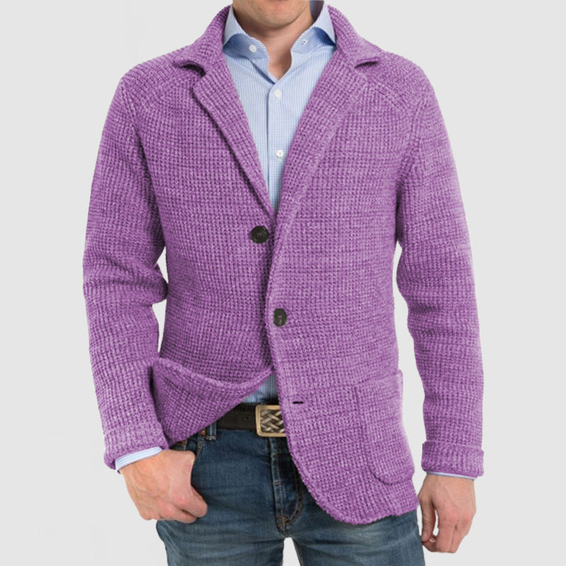 Strickjacke | Button-Up | V-Ausschnitt | Strickjacke | Herrenjacke-Lila-S-Chaps Herrenmode