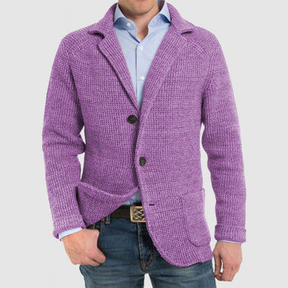 Strickjacke | Button-Up | V-Ausschnitt | Strickjacke | Herrenjacke-Lila-S-Chaps Herrenmode