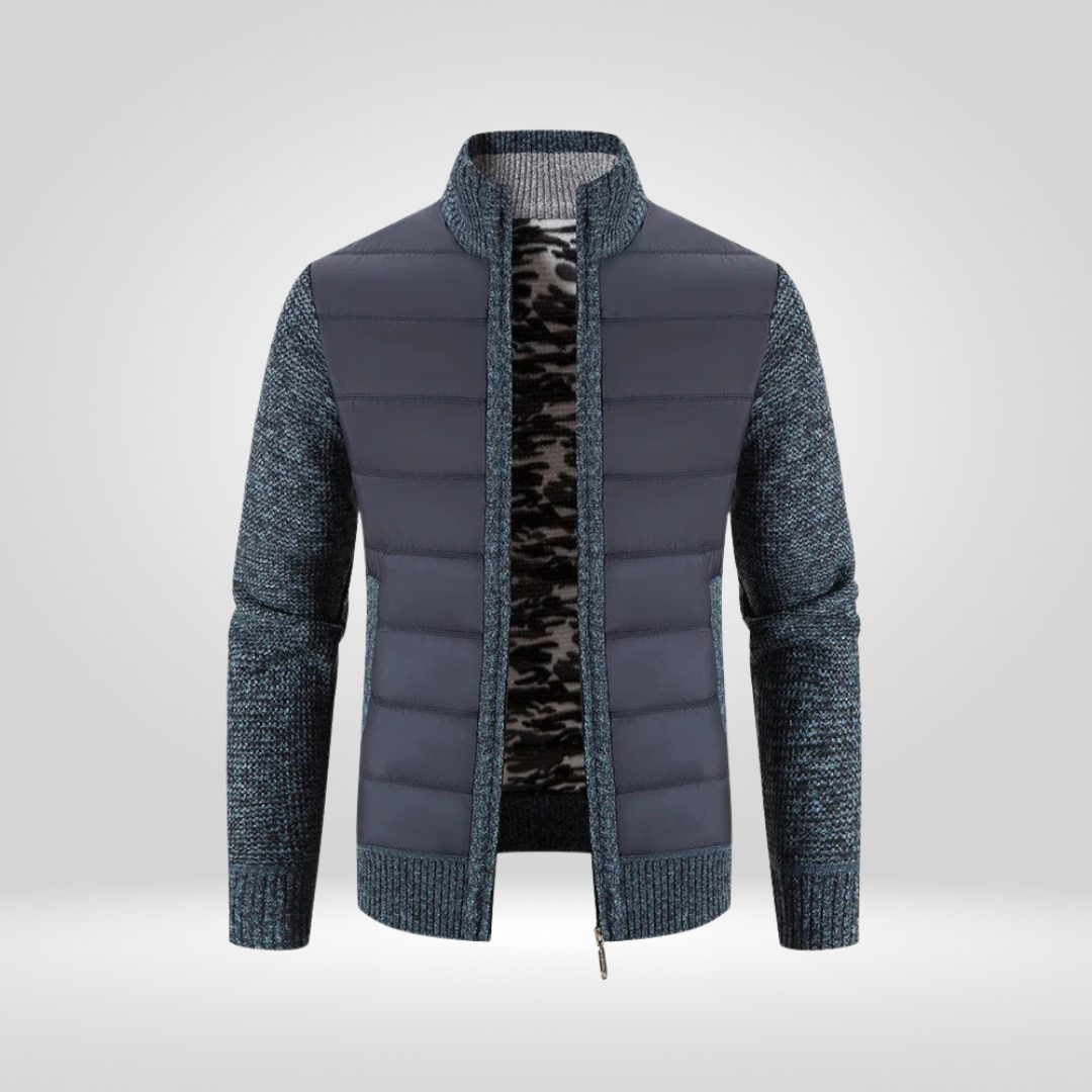 Strickjacke – Herren-Daunenjacke mit Reißverschluss und Wattierung-Blaugrau-S-Chaps Herrenmode