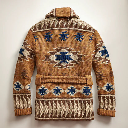 Strickjacke - Herren Strickjacke mit Knopfleiste und Gürtel-Chaps Herrenmode