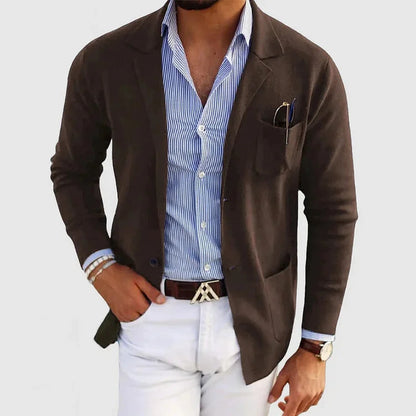 Strickjacke | Langarm | Button-Up | Herren Blazer | Herrenbekleidung-Braun-XS-Chaps Herrenmode