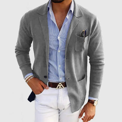 Strickjacke | Langarm | Button-Up | Herren Blazer | Herrenbekleidung-Grau-XS-Chaps Herrenmode