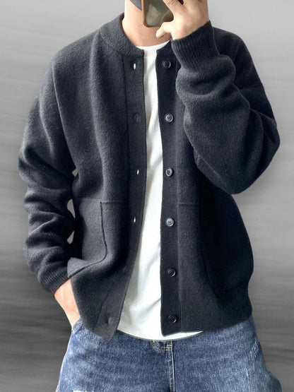 Strickjacke – Locker sitzende Herren-Strickjacke mit Knöpfen-Schwarz-M-Chaps Herrenmode