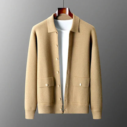 Strickjacke | Mit Kragen | Taschen | Strickjacke mit Knöpfen | Herren-Strickmode-Camel-S-Chaps Herrenmode
