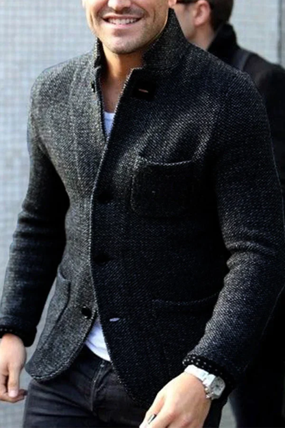 Strickjacke | Sakko | Schlanke Passform | Tweedjacke | Herrenbekleidung-Schwarz-S-Chaps Herrenmode