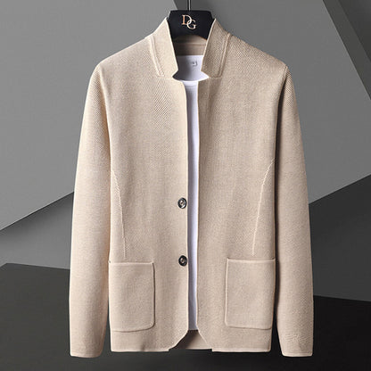 Strickjacke – Sommer-Strickjacke für Männer mit Knöpfen und Taschen-Schwarz-3XL-Chaps Herrenmode