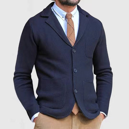 Strickjacke - Taschen - Umlegekragen - Strickjacke mit Knöpfen - Strickjacke für Männer-Chaps Herrenmode