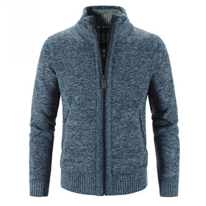 Strickjacke – Warme Herrenjacke mit Reißverschluss-Blau-M-Chaps Herrenmode