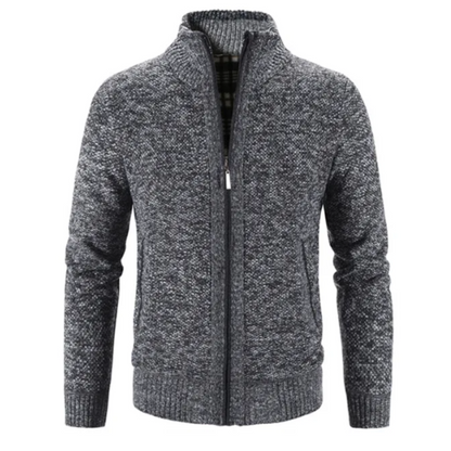 Strickjacke – Warme Herrenjacke mit Reißverschluss-Grau-M-Chaps Herrenmode