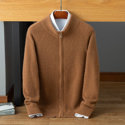 Strickjacke – Warme Strickjacke mit Reißverschluss für Männer-Kamel-S-Chaps Herrenmode