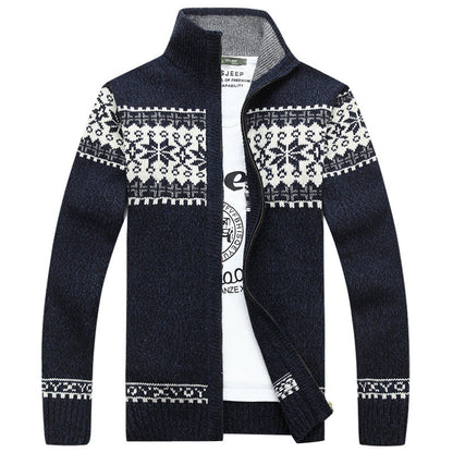Strickjacke mit Reißverschluss | Nordic | Gestrickt | Pullover mit Reißverschluss | Herren-Strickjacke-Dunkelblau-M-Chaps Herrenmode