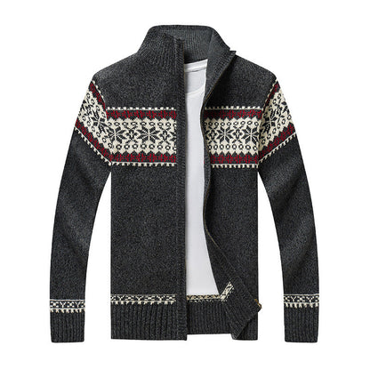 Strickjacke mit Reißverschluss | Nordic | Gestrickt | Pullover mit Reißverschluss | Herren-Strickjacke-Dunkelgrau-M-Chaps Herrenmode