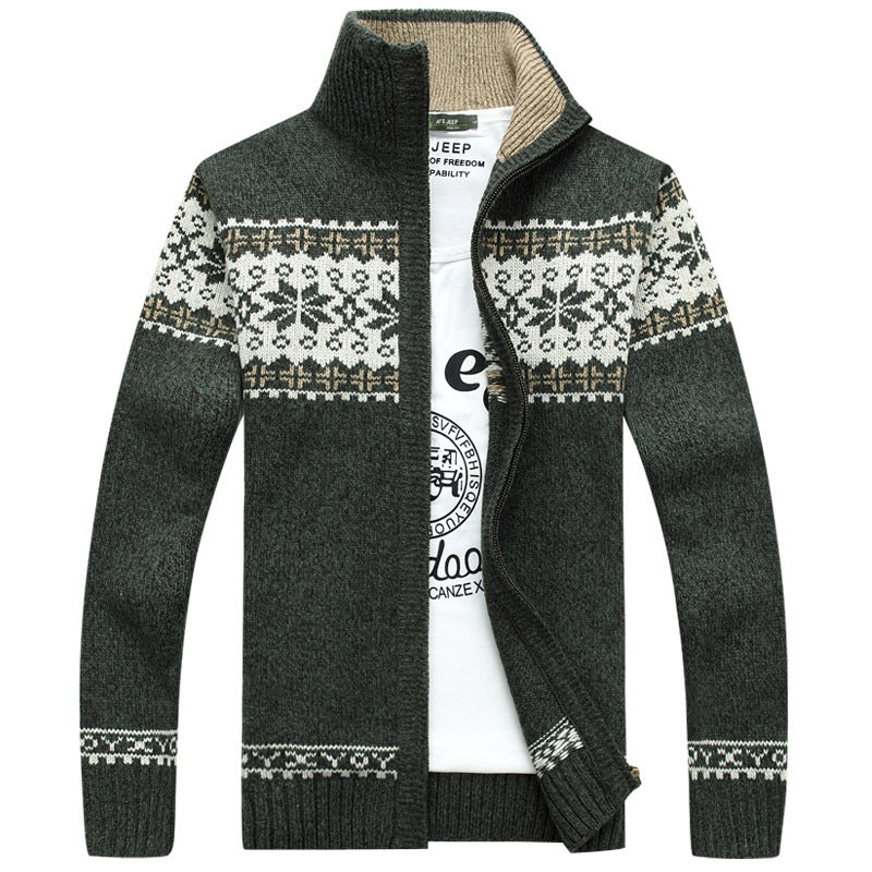Strickjacke mit Reißverschluss | Nordic | Gestrickt | Pullover mit Reißverschluss | Herren-Strickjacke-Grün-M-Chaps Herrenmode